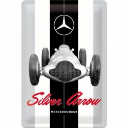 Placa metalica - Mercedes Benz - Silver Arrow - 20x30 cm